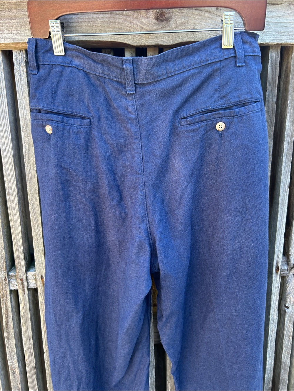 Vintage Polo Ralph Lauren Navy Blue Pleated Linen Trousers 30x32 RN 41381 - Picture 6 of 12